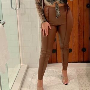 Faux leather leggings tan. Brand new size 6
